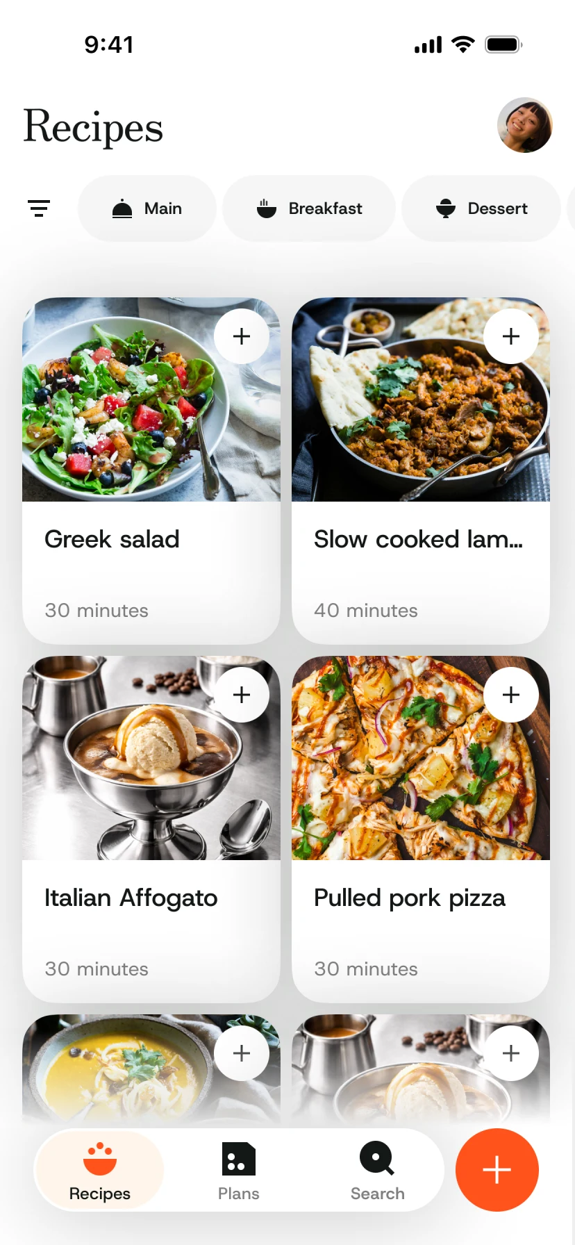 Master Meals recipe library showing a family's saved recipes